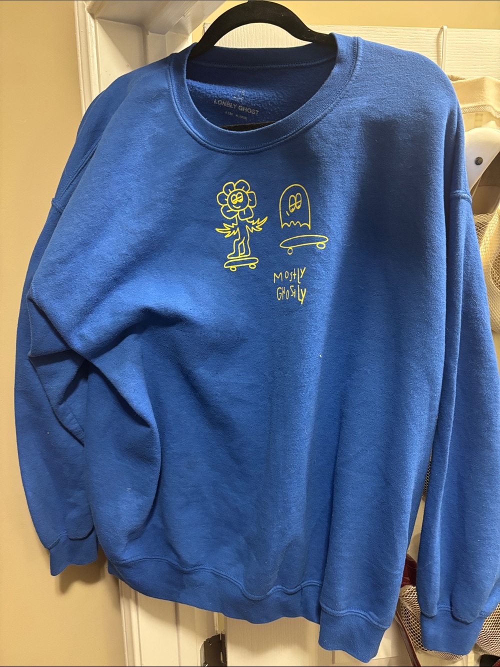 Lonely Ghost Blue Graphic Crewneck Sweatshirt